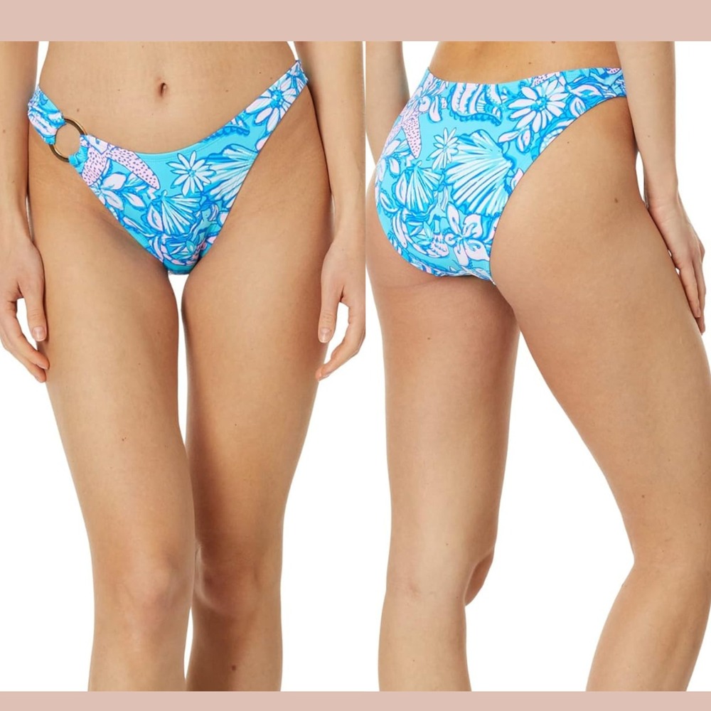 NWT $88 Lilly Pulitzer [ 10 ] Ring Kylen Bikini Bottoms Amalfi Blue Sirens U1277